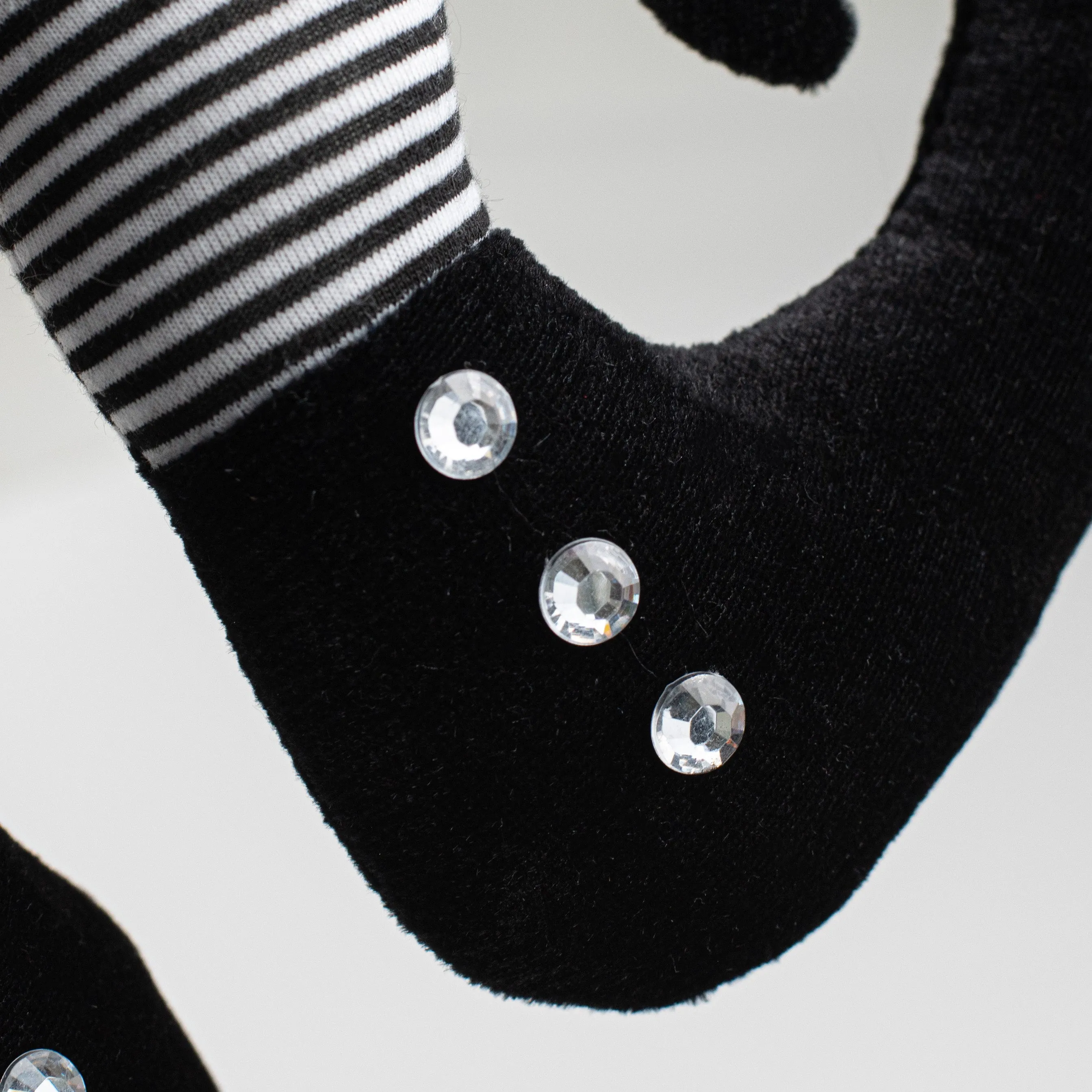 15" Fabric Stripe Witch Legs: Black & White
