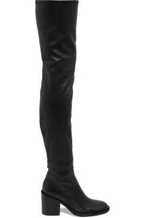 ANN DEMEULEMEESTER BLACK HEELED OVER-THE-KNEE LEATHER BOOTS SIZE 39 US 9 UK 6 ladies