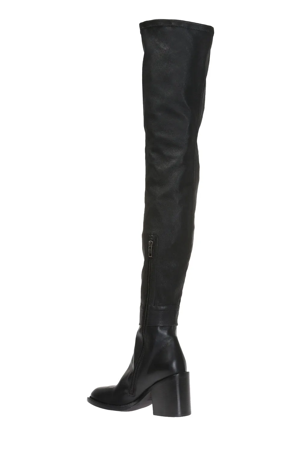 ANN DEMEULEMEESTER BLACK HEELED OVER-THE-KNEE LEATHER BOOTS SIZE 39 US 9 UK 6 ladies