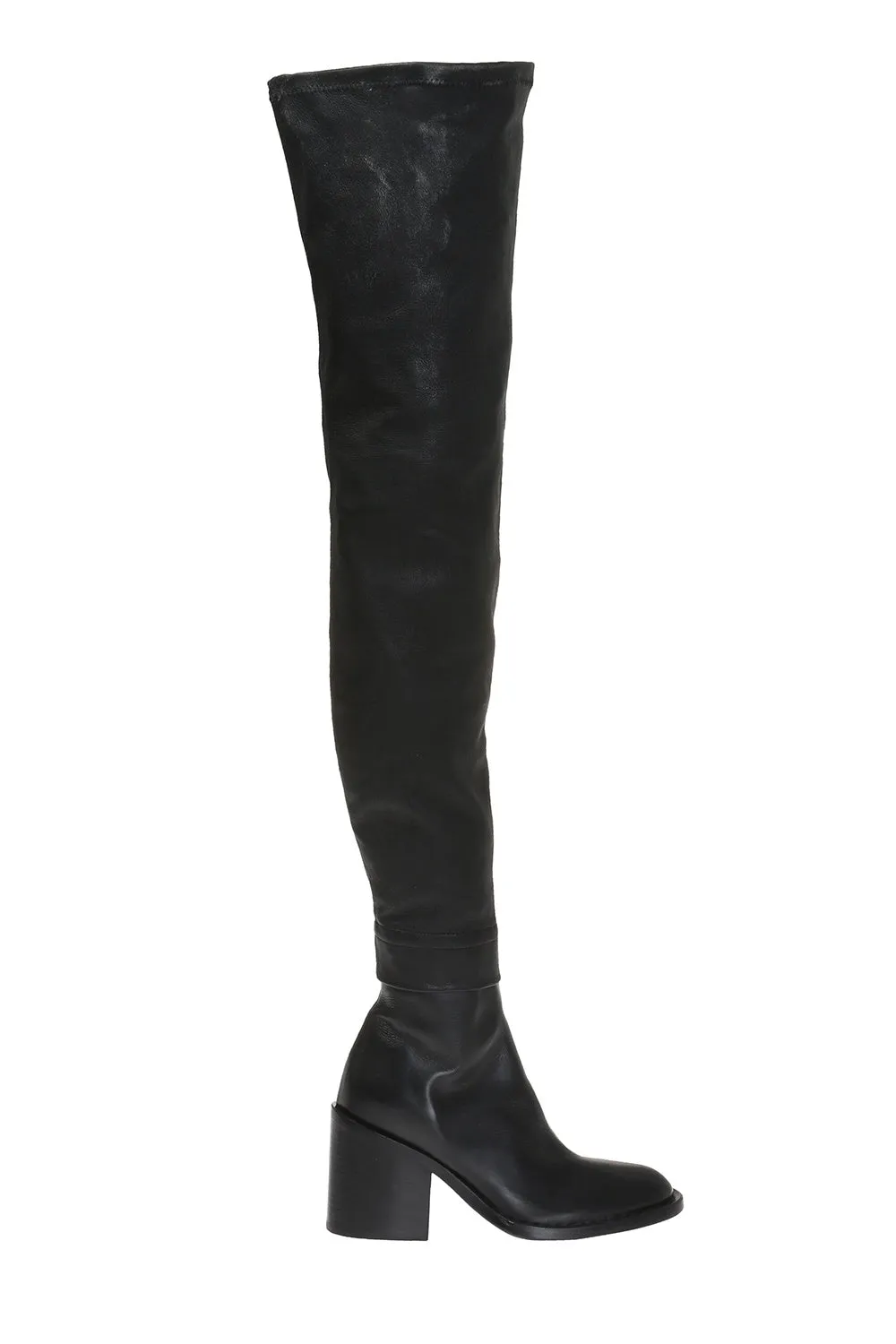 ANN DEMEULEMEESTER BLACK HEELED OVER-THE-KNEE LEATHER BOOTS SIZE 39 US 9 UK 6 ladies