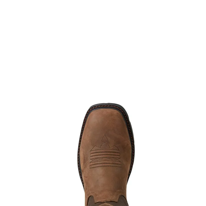 Ariat Men's Palm Brown Groundbreaker Wide Square Toe Waterproof Steel Toe Work Boots 10015196