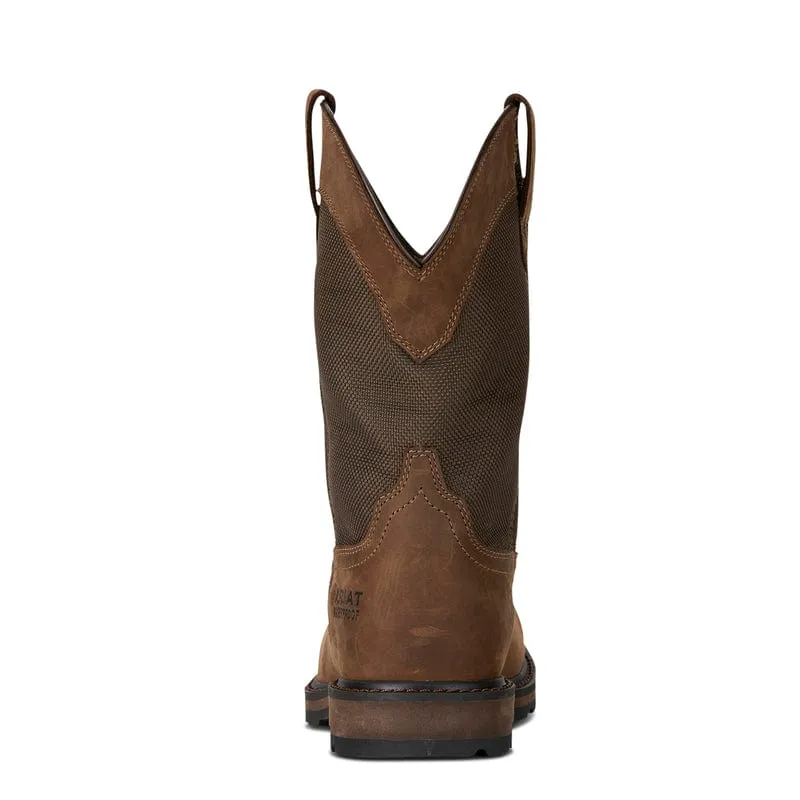 Ariat Men's Palm Brown Groundbreaker Wide Square Toe Waterproof Steel Toe Work Boots 10015196