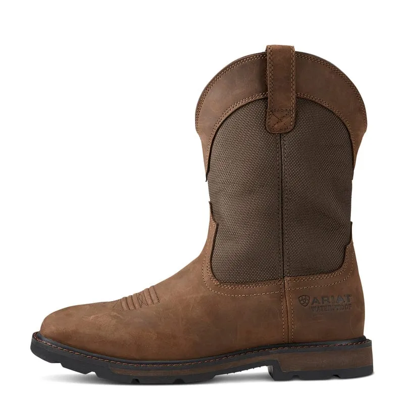 Ariat Men's Palm Brown Groundbreaker Wide Square Toe Waterproof Steel Toe Work Boots 10015196