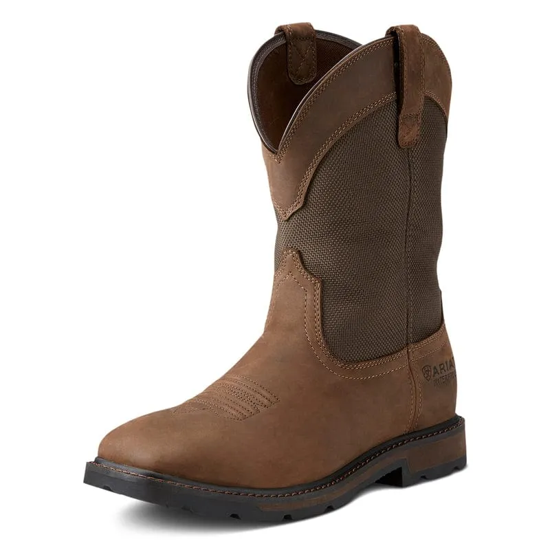 Ariat Men's Palm Brown Groundbreaker Wide Square Toe Waterproof Steel Toe Work Boots 10015196