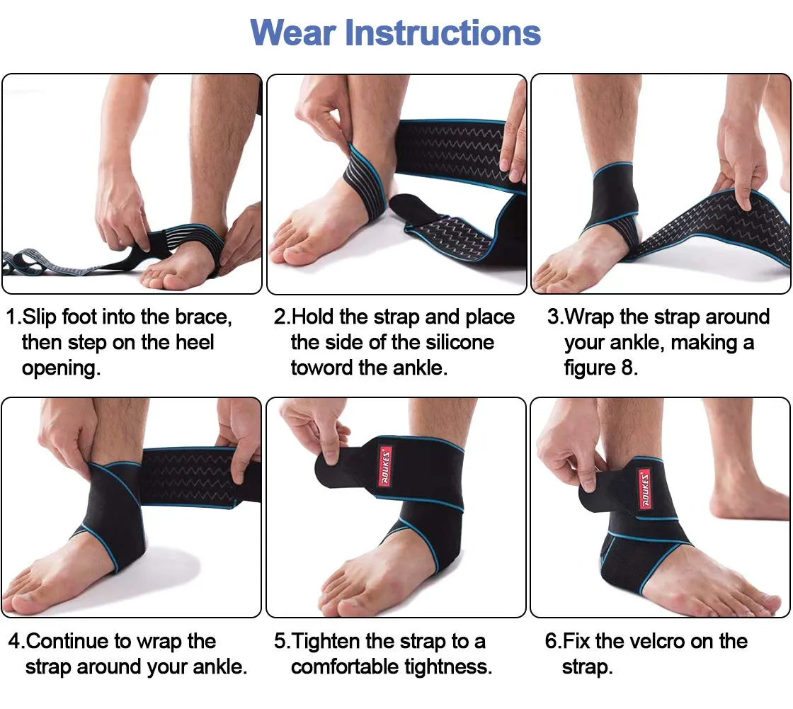 Beister Nylon Elastic Compression Ankle Support Wrap, Adjustable Sprains Foot Brace Sleeve for Sports Protect, Plantar Fasciitis, Achilles tendonitis, Injury Recovery, One Size Fits All (Blue) Blue Single