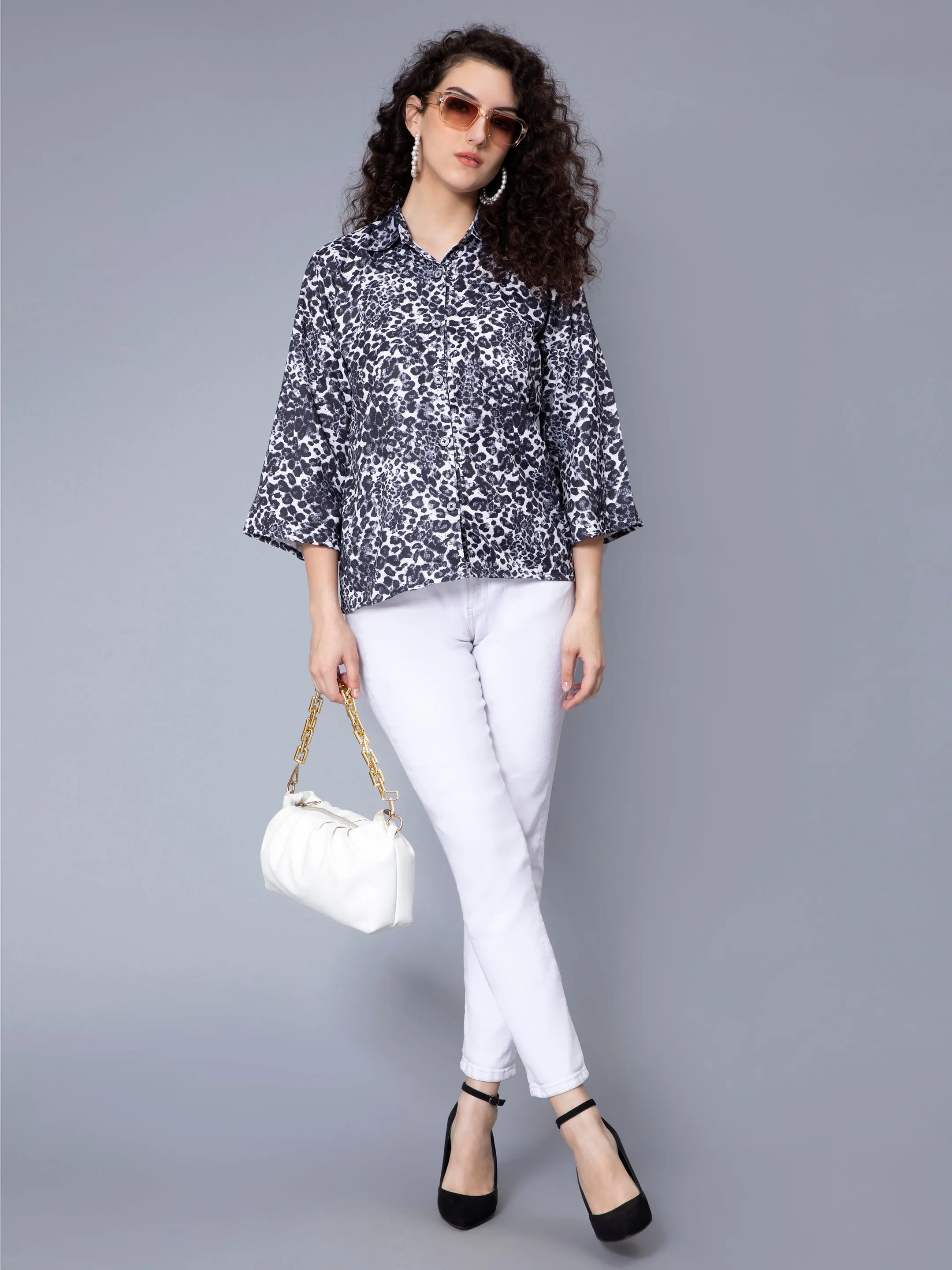 Black Lion Animal Printed Shirt Top