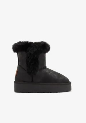Black Plush High Australian Boots