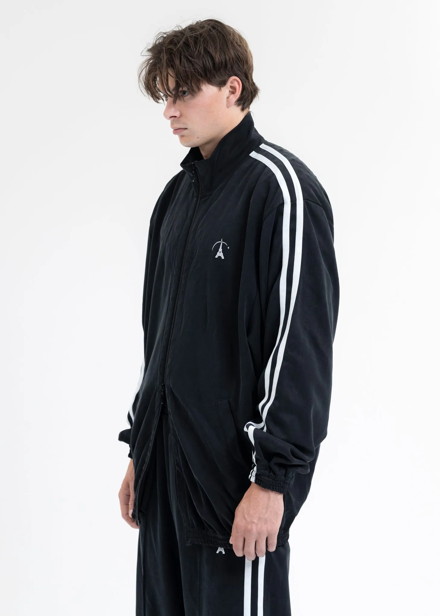 BLACK VINTAGE EFFECT TRACK JACKET