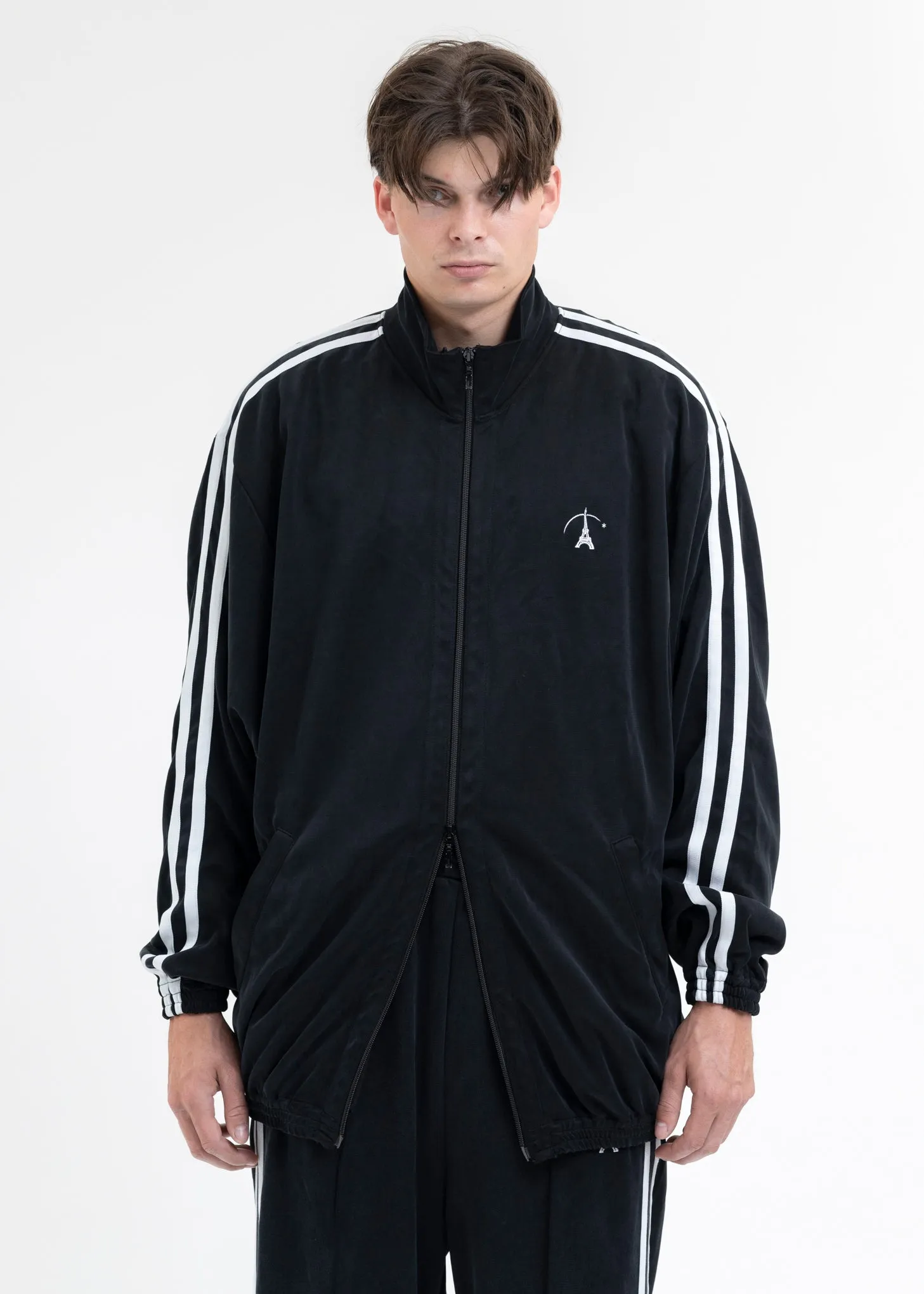 BLACK VINTAGE EFFECT TRACK JACKET