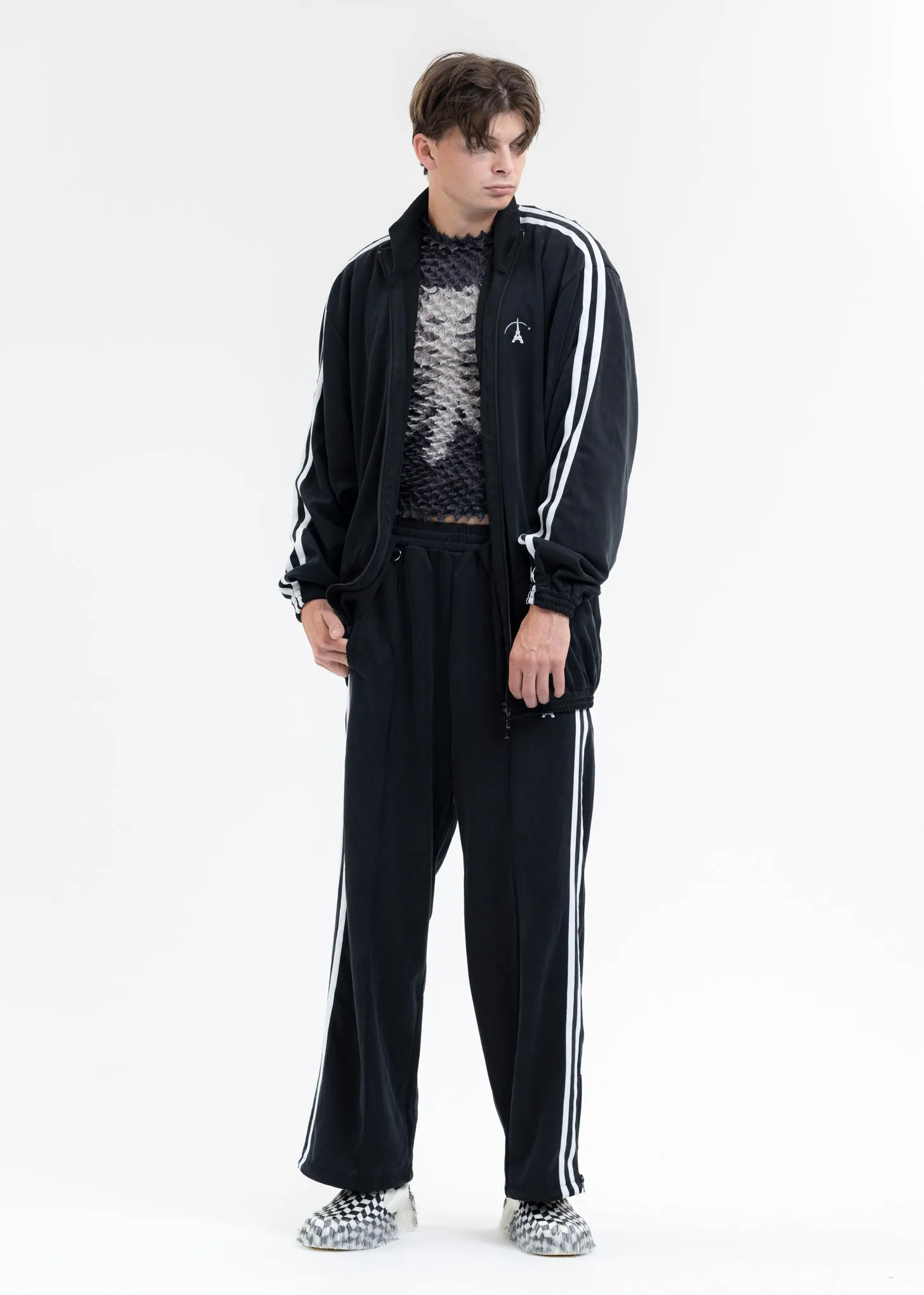BLACK VINTAGE EFFECT TRACK JACKET