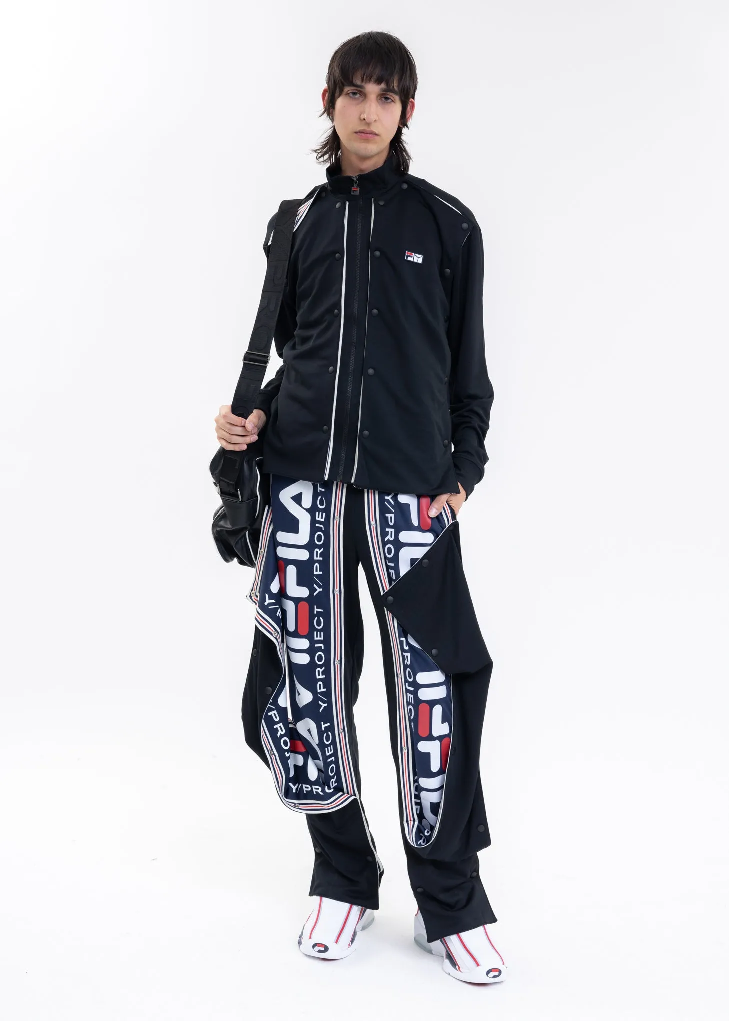 Black Y/PROJECT X FILA SNAP PANEL Jacket