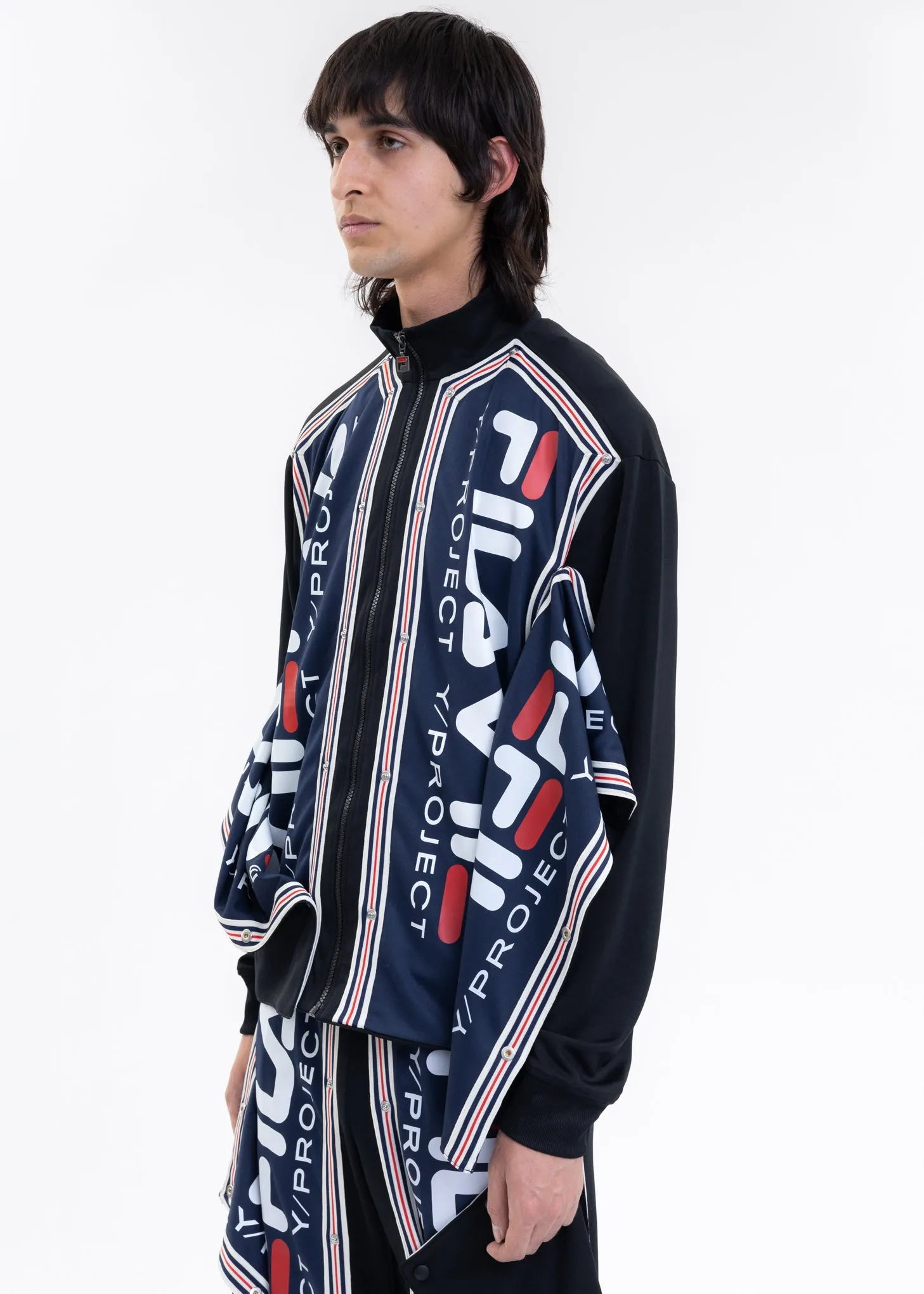 Black Y/PROJECT X FILA SNAP PANEL Jacket