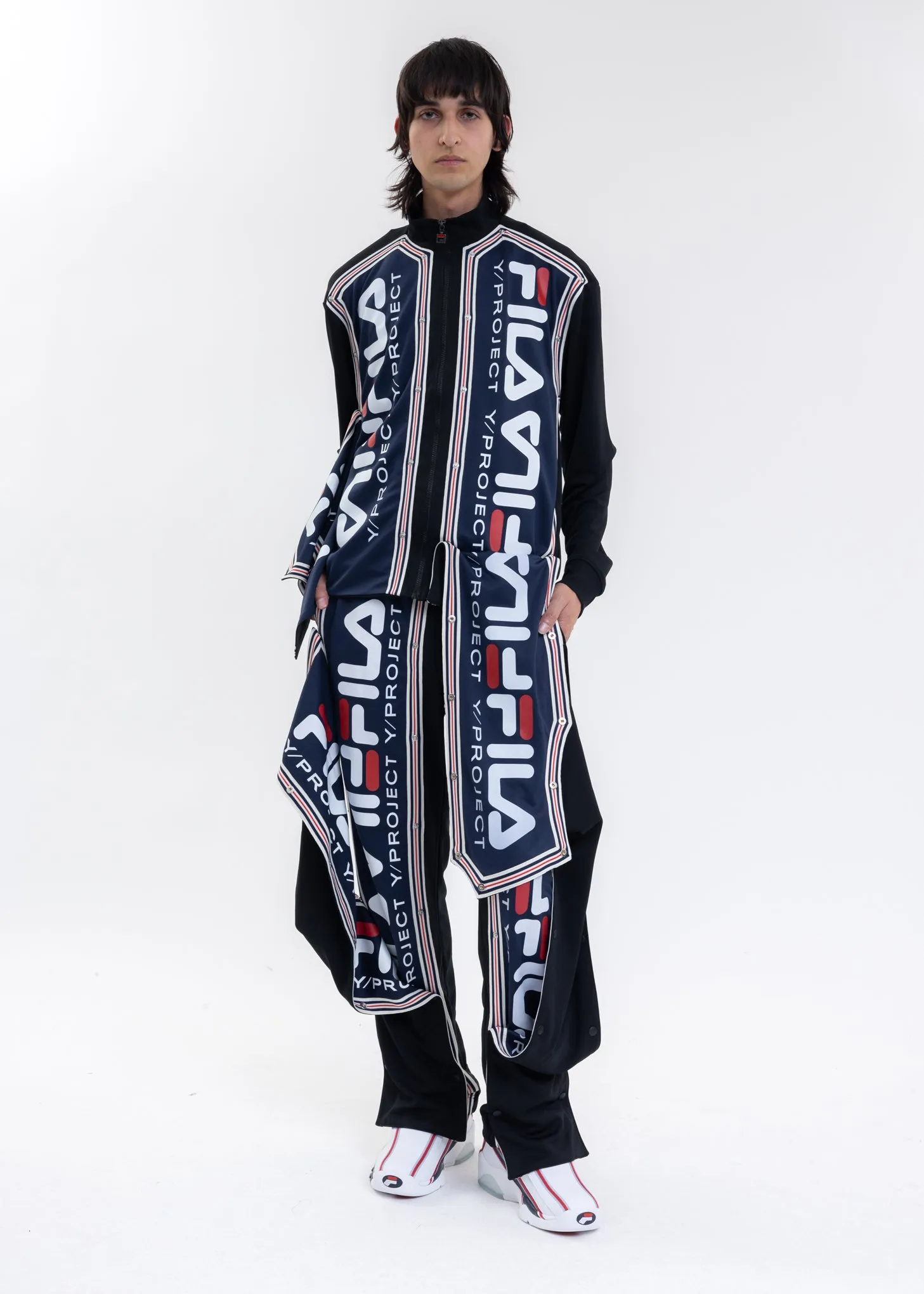 Black Y/PROJECT X FILA SNAP PANEL Jacket