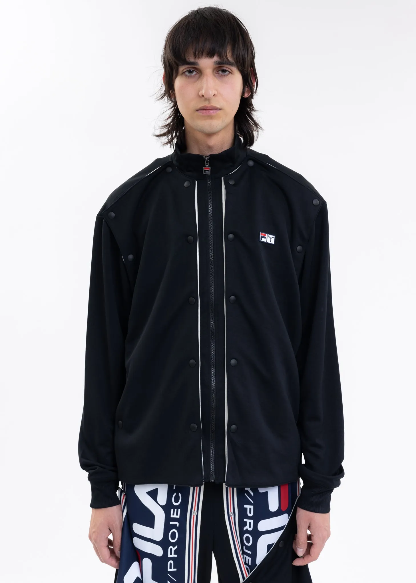 Black Y/PROJECT X FILA SNAP PANEL Jacket