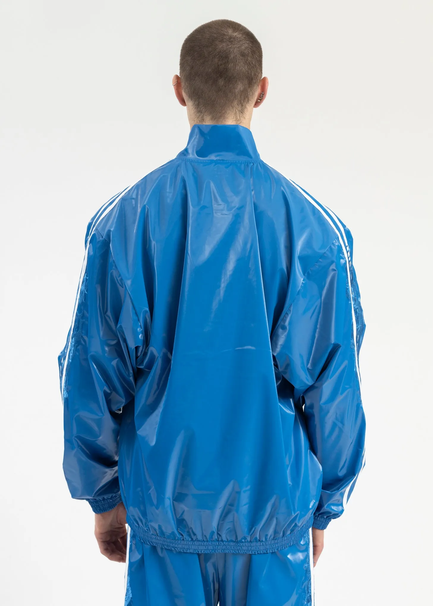 BLUE LAMINATE TRACK JACKET