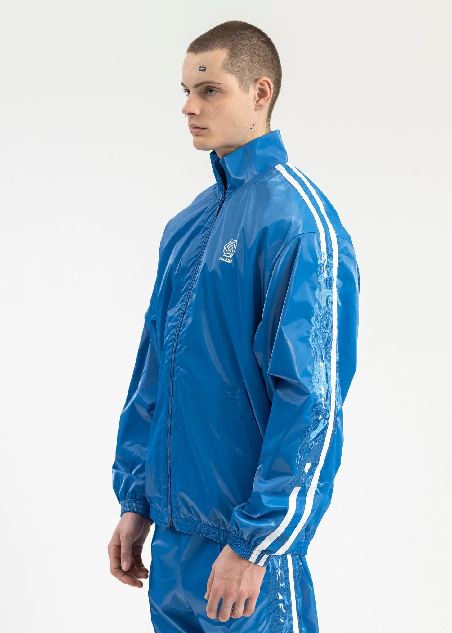 BLUE LAMINATE TRACK JACKET