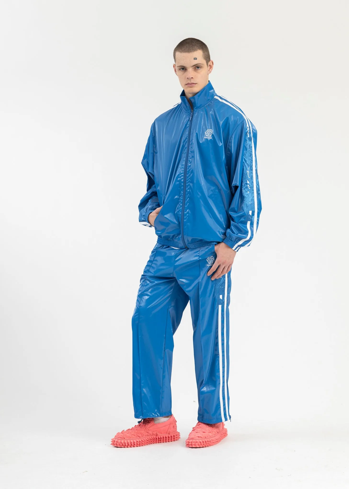 BLUE LAMINATE TRACK JACKET