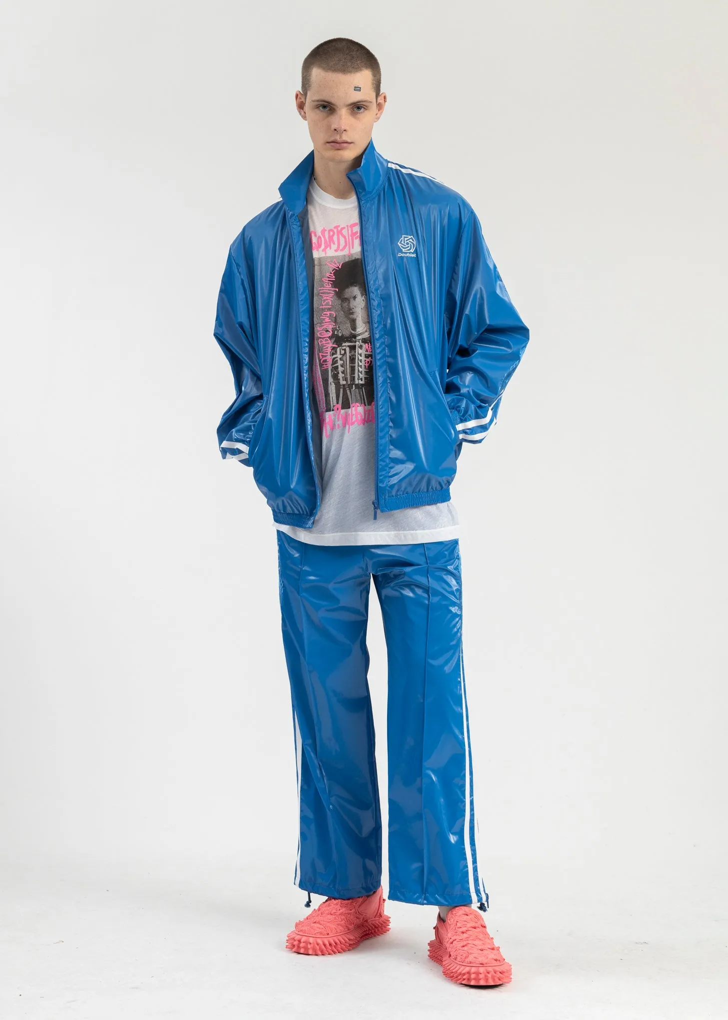 BLUE LAMINATE TRACK JACKET