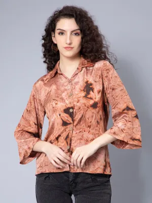 Candy Orange Tie-Dye Printed Shirt