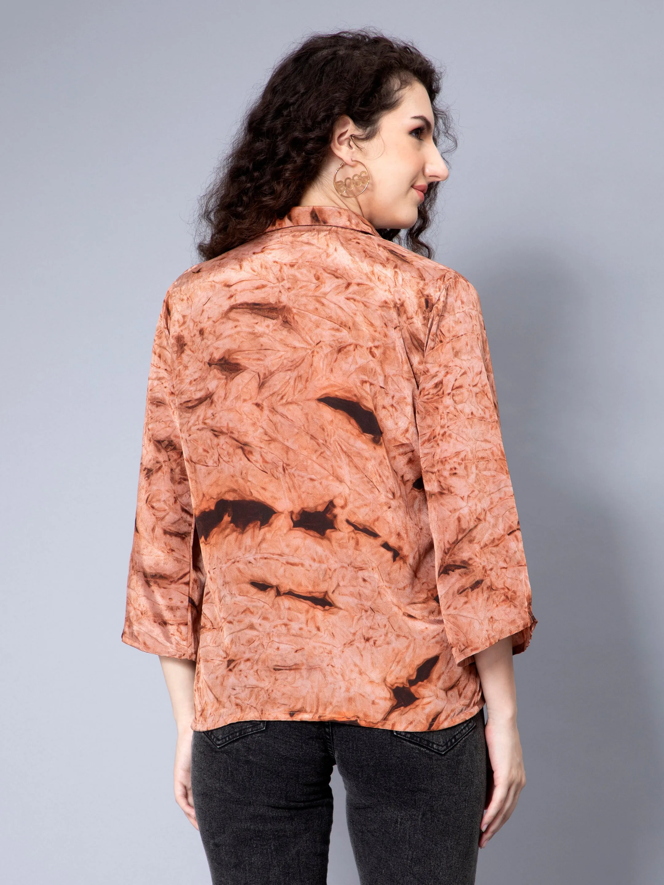 Candy Orange Tie-Dye Printed Shirt