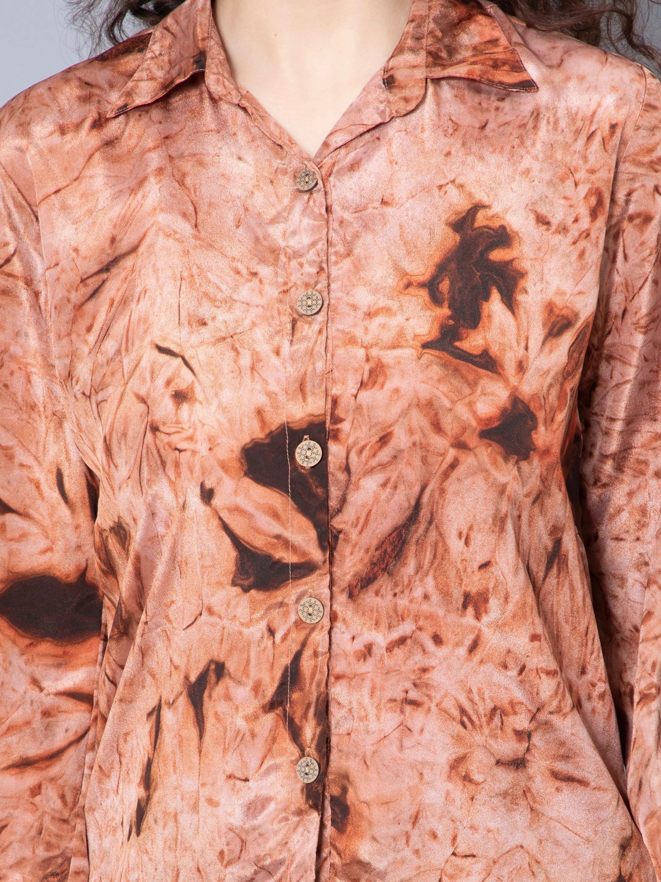 Candy Orange Tie-Dye Printed Shirt
