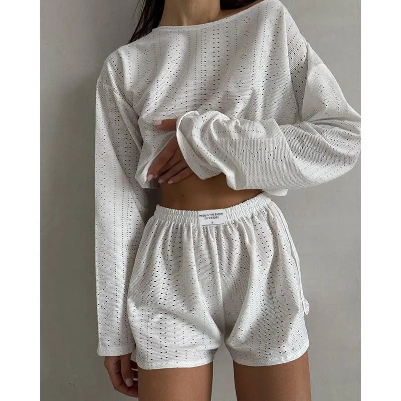 Chic pullover top and shorts outfit