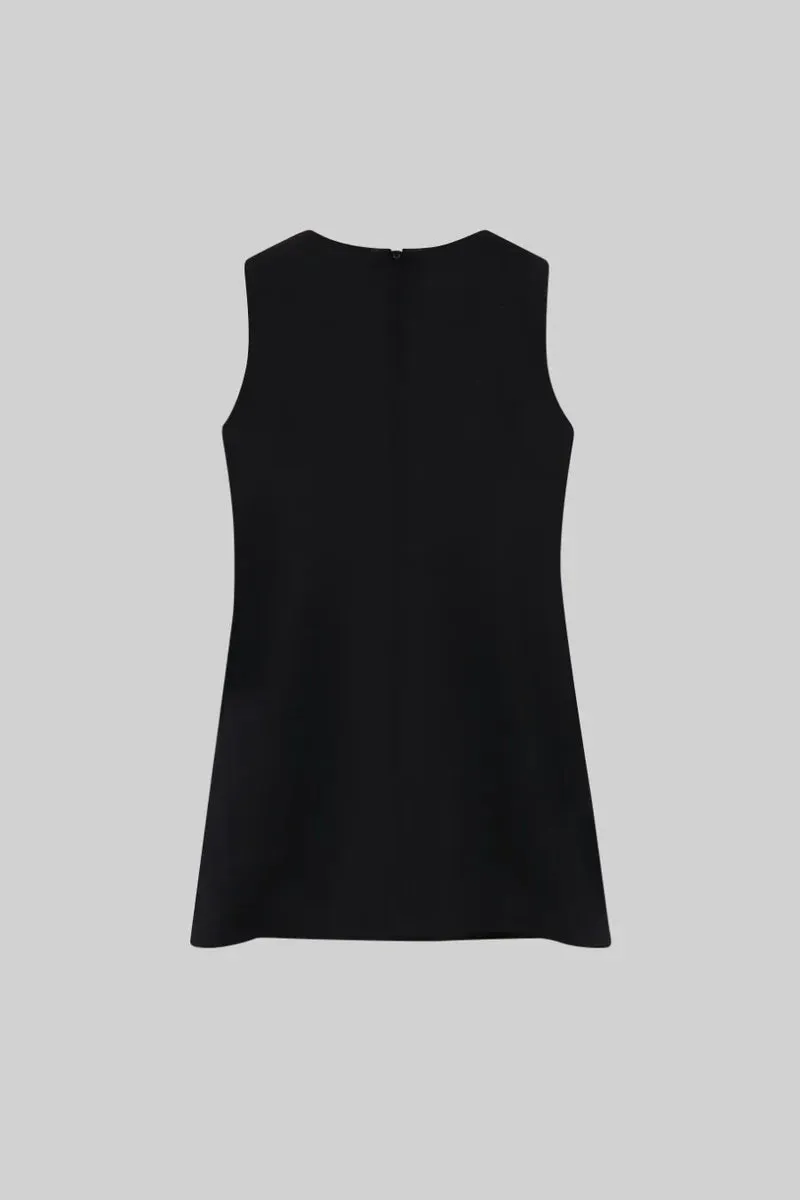 Claudia™ | Black Sleeveless Massive Ribbon Mini Dress