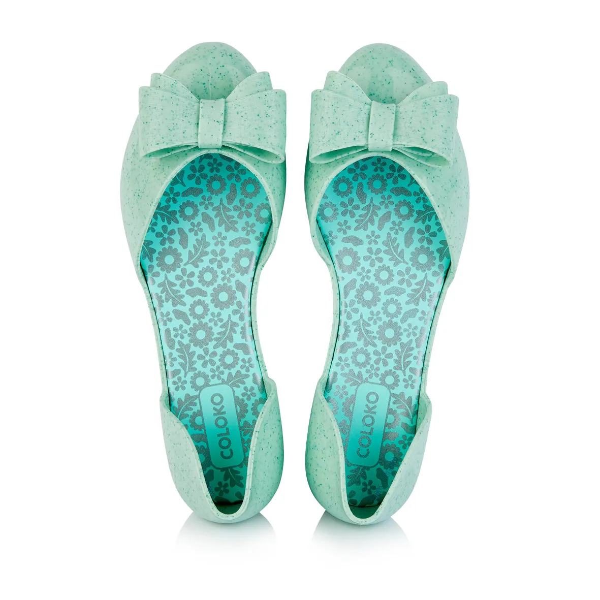 Coloko Blossom Marble Open Waist Jelly Ballerina Pump Pastel Pink / Green / Blue