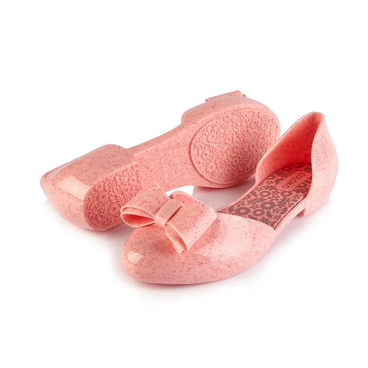 Coloko Blossom Marble Open Waist Jelly Ballerina Pump Pastel Pink / Green / Blue