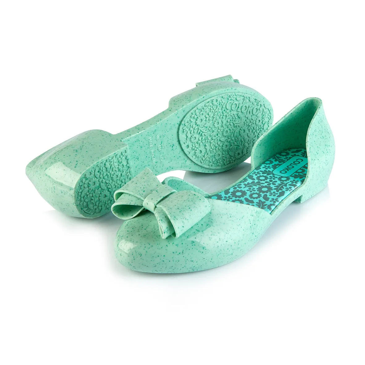 Coloko Blossom Marble Open Waist Jelly Ballerina Pump Pastel Pink / Green / Blue