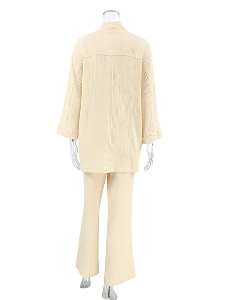 Cotton Lounge Set for Women Robe and Pants