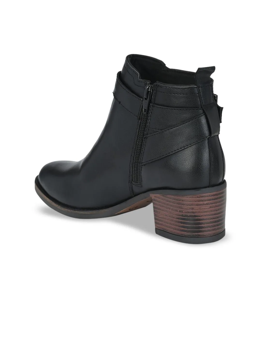Delize Women Black Solid Mid-Top Chelsea Heeled Boots