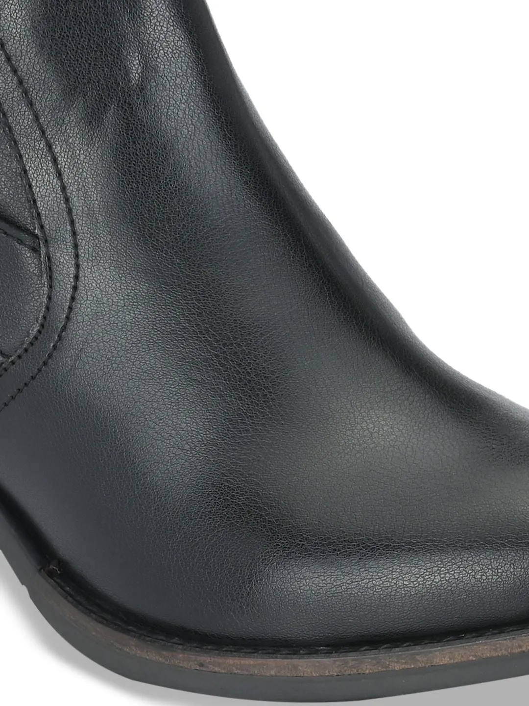 Delize Women Black Solid Mid-Top Chelsea Heeled Boots
