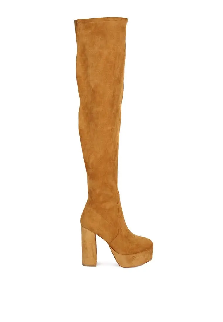 Dramatic Over-the-Knee Chunky Block Heel Boots