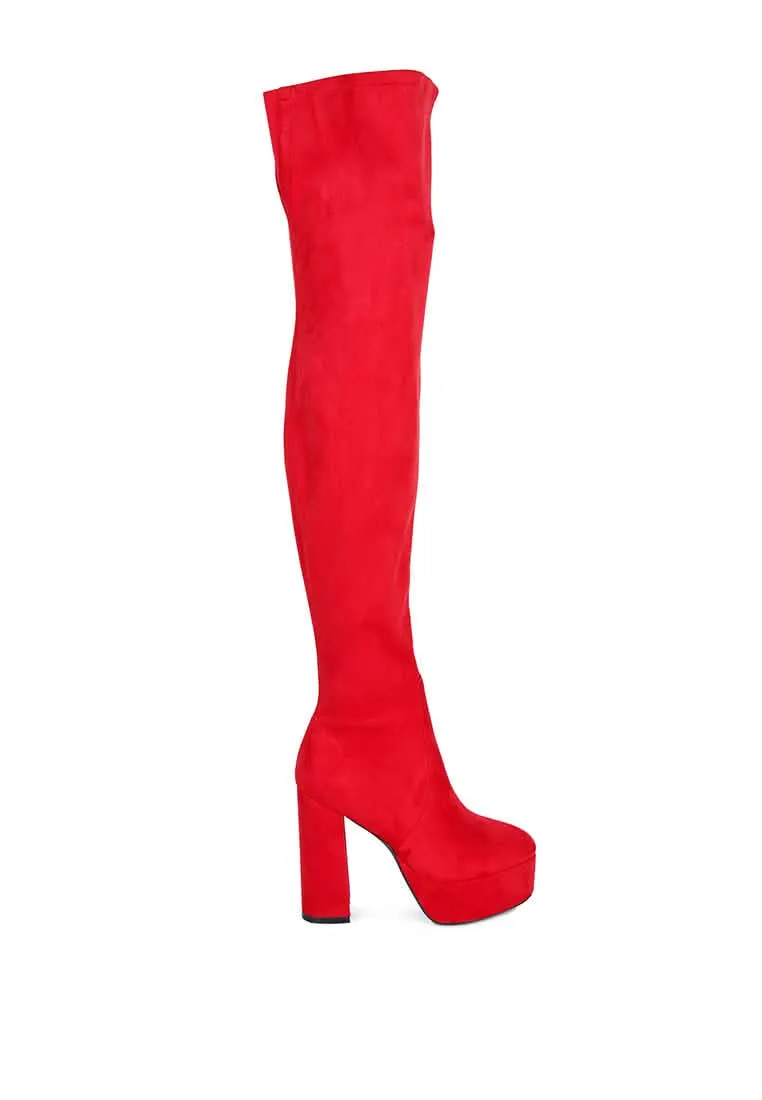 Dramatic Over-the-Knee Chunky Block Heel Boots