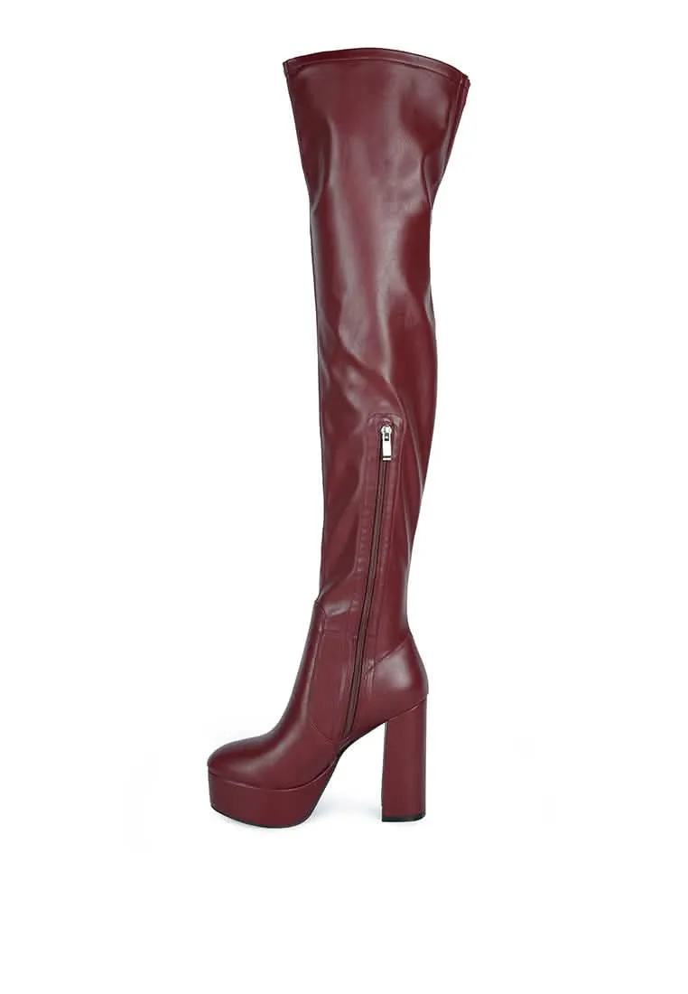 Dramatic Over-the-Knee Chunky Block Heel Boots