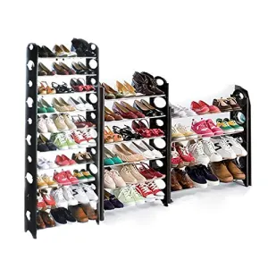 Fanala 10 Tier 30/50 Pair Shoes Portable Folding Shoe Tower Free Standing Organizer Space Saving Shoe Rack Holder(50 Pairs)