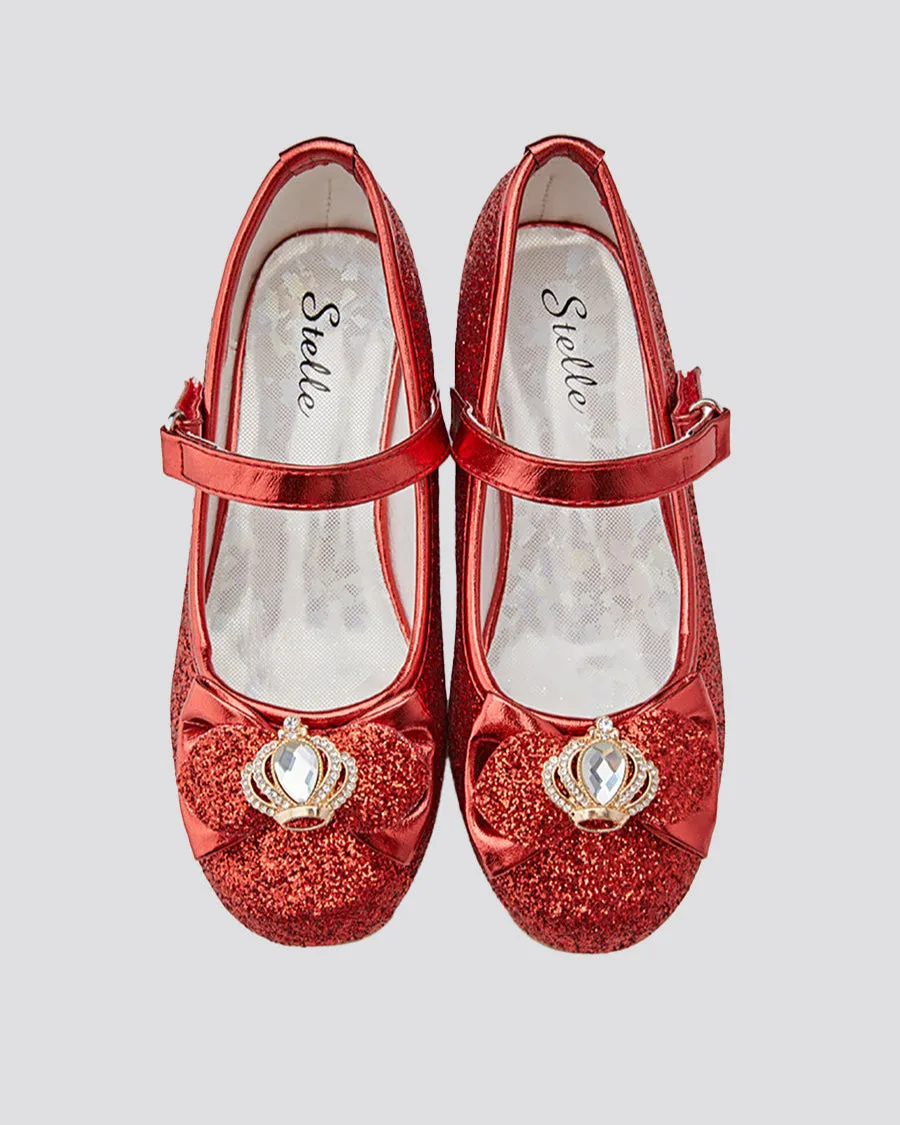 Girls Crown Glitter Mary Jane Dress Shoes