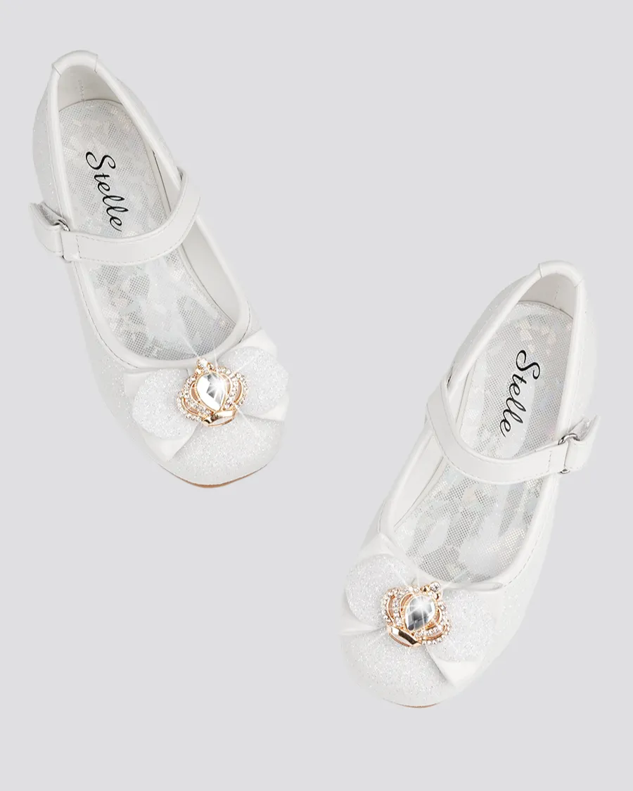 Girls Crown Glitter Mary Jane Dress Shoes