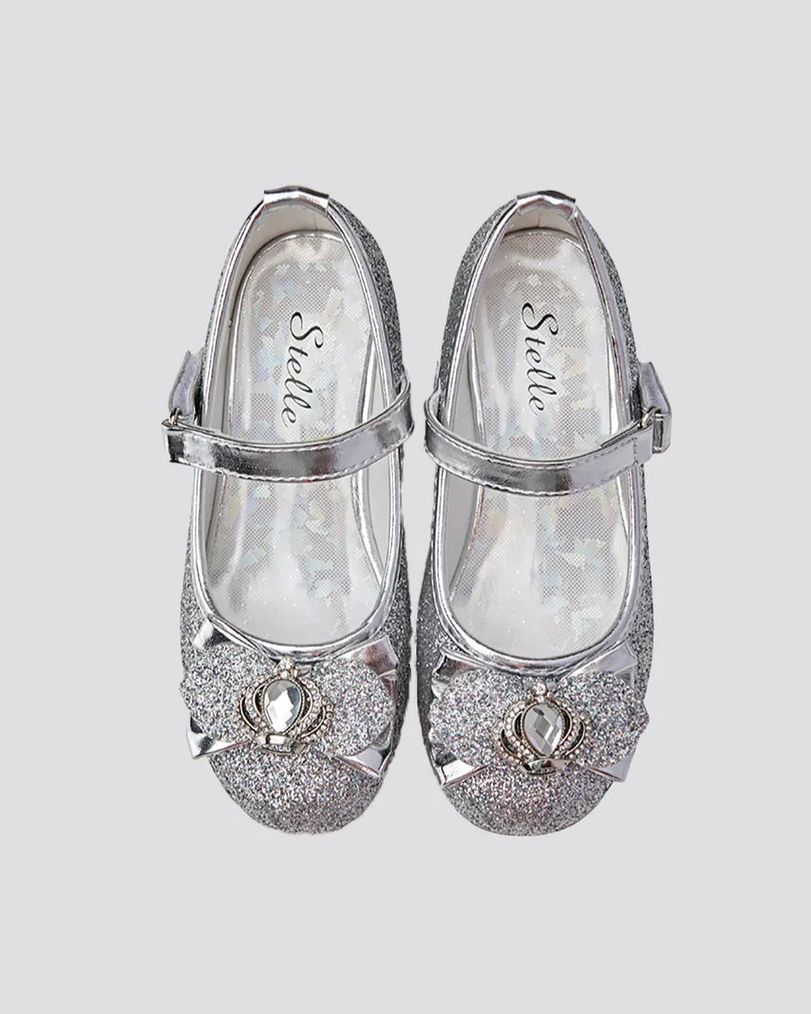 Girls Crown Glitter Mary Jane Dress Shoes