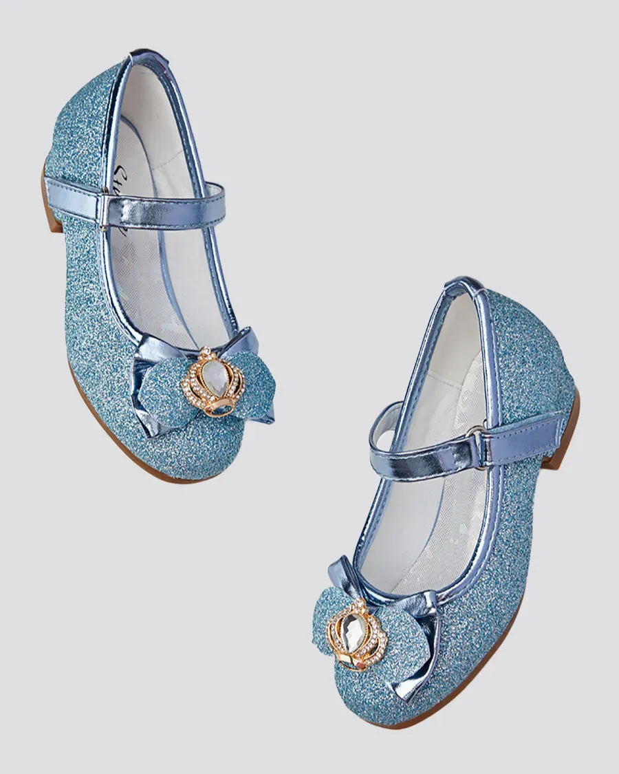 Girls Crown Glitter Mary Jane Dress Shoes
