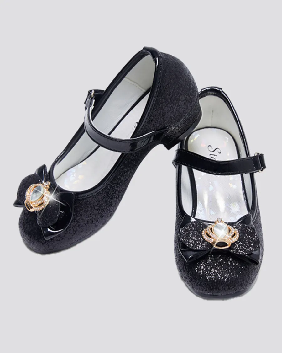 Girls Crown Glitter Mary Jane Dress Shoes