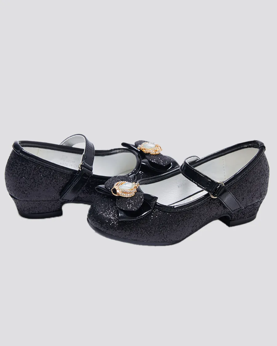 Girls Crown Glitter Mary Jane Dress Shoes