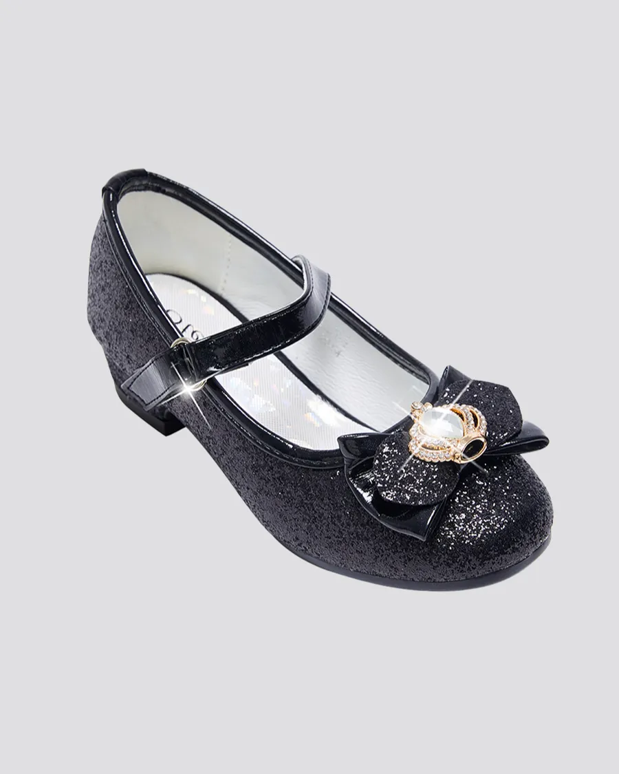 Girls Crown Glitter Mary Jane Dress Shoes