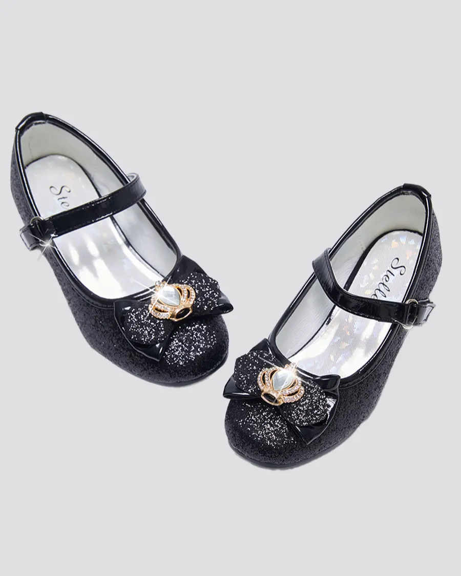 Girls Crown Glitter Mary Jane Dress Shoes
