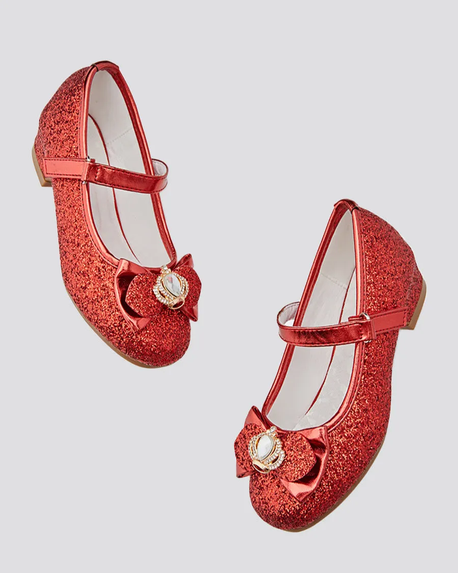 Girls Crown Glitter Mary Jane Dress Shoes