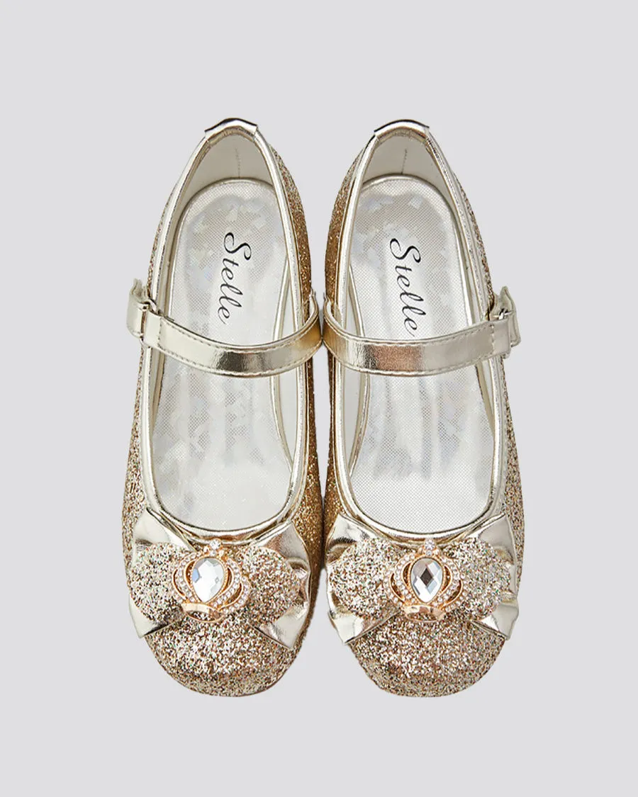 Girls Crown Glitter Mary Jane Dress Shoes