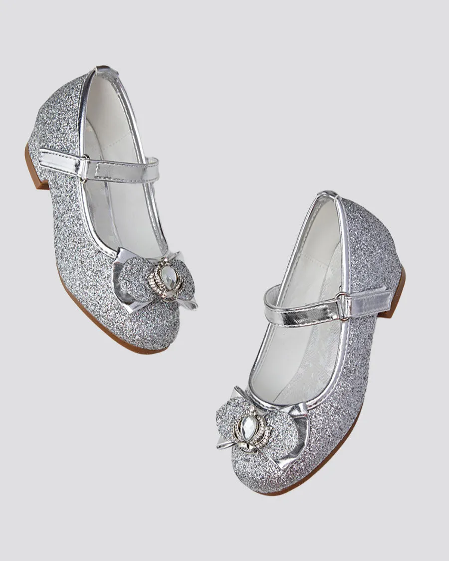 Girls Crown Glitter Mary Jane Dress Shoes