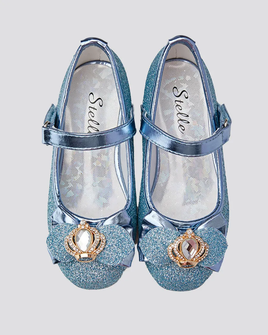 Girls Crown Glitter Mary Jane Dress Shoes