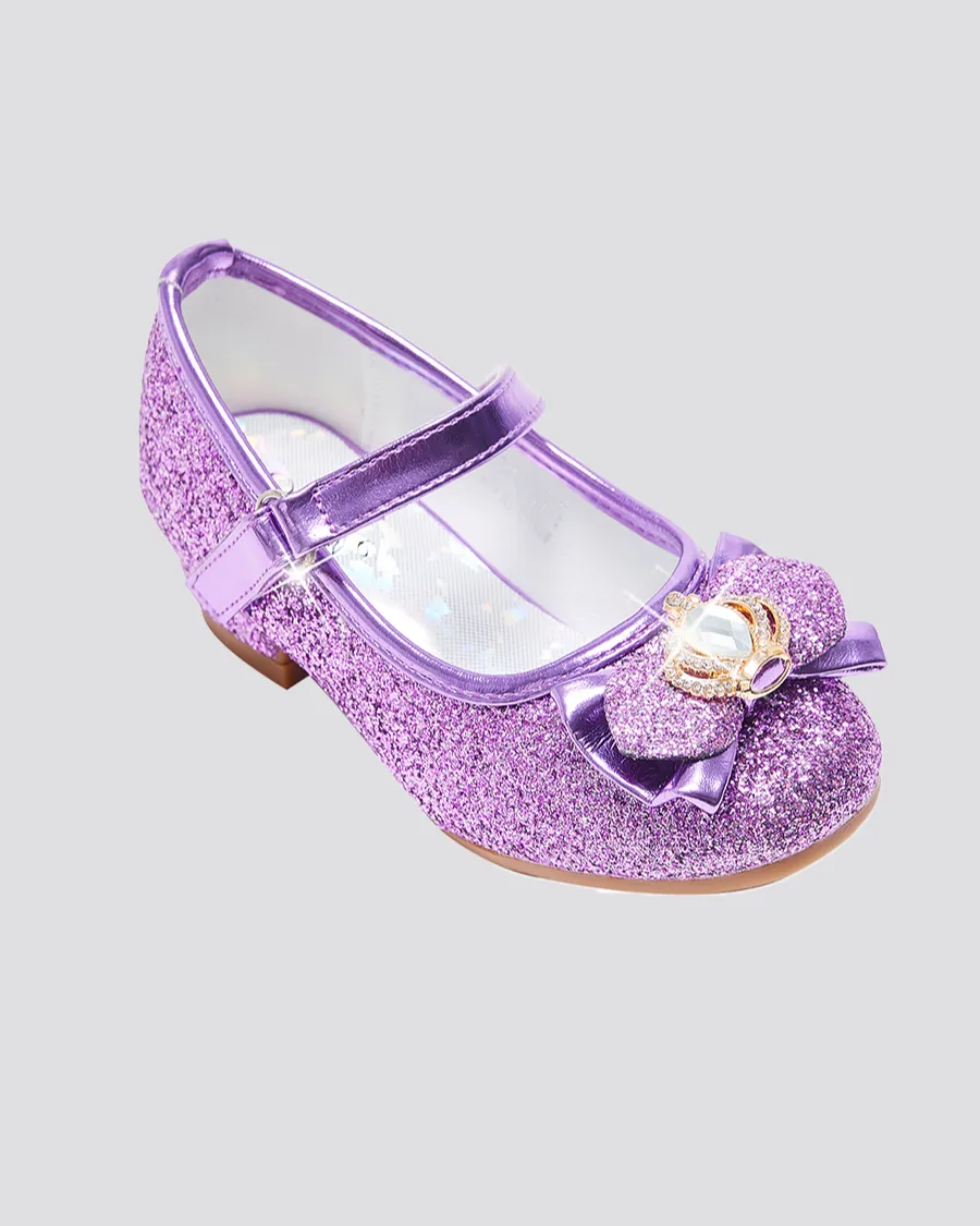 Girls Crown Glitter Mary Jane Dress Shoes